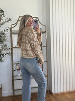 Neutral Granny Square Front Tie Cardigan
