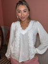 Lace Applique V-Neck Blouse