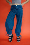 Carrie 2.0 Wide Leg Balloon Jeans: Dark Wash