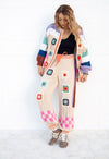 POL Colorful Granny Square and Stripes Cardigan