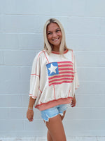 Flag Short Sleeve Crewneck: Oatmeal