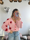 Chunky Knitted Heart Cardigan