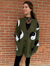 Oversized Yin Yang Cardigan: Olive