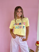 t-shirt, teacher clothes, cute teacher clothes, yellow t-shirt, favorite teacher, gift for teachers, teacher, back to school shopping, 