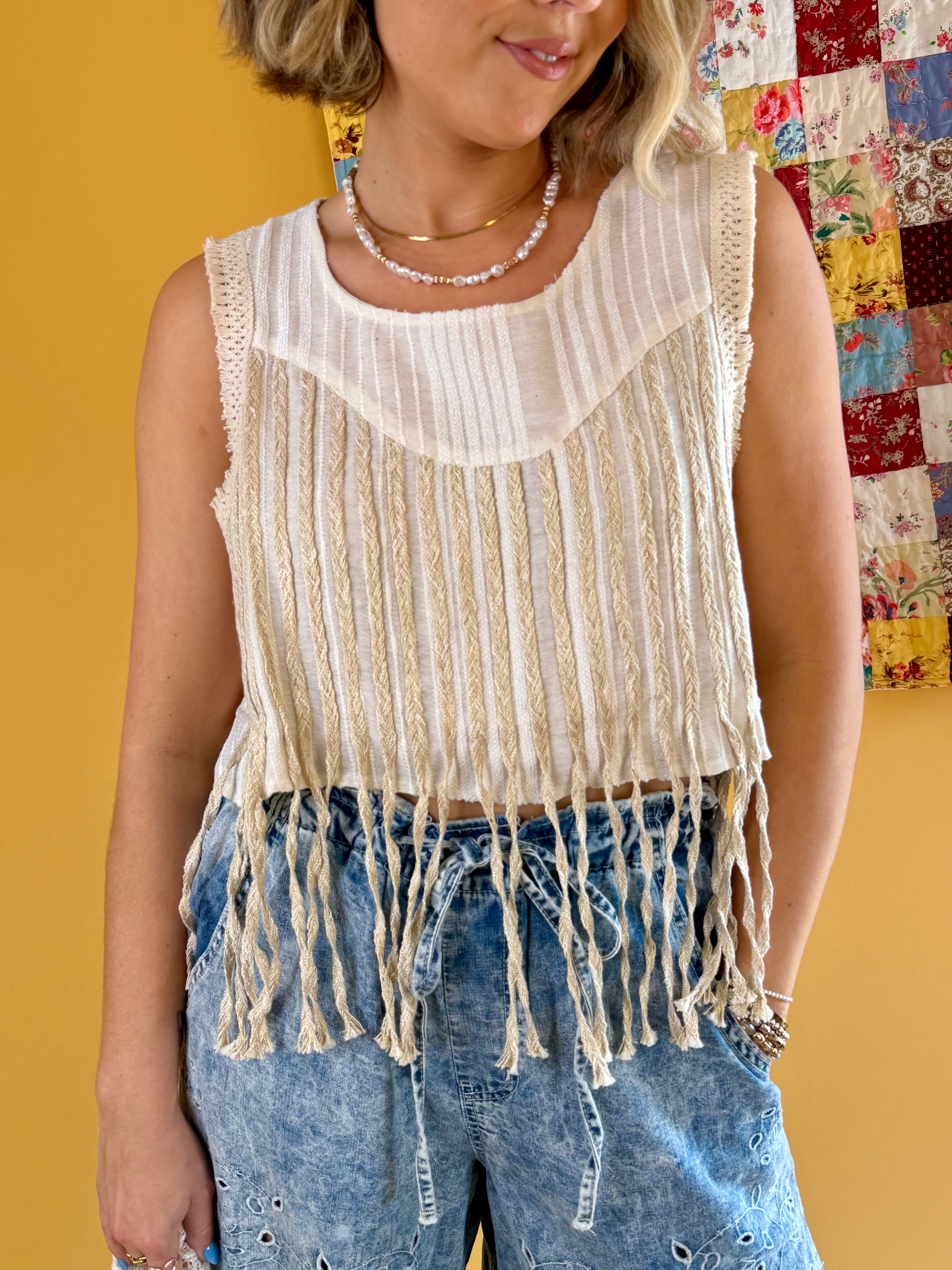 Sleeveless Tank Top, Cropped Top, Summer Tops, Cute summer Tops, Fringe tops, trendy Clothe