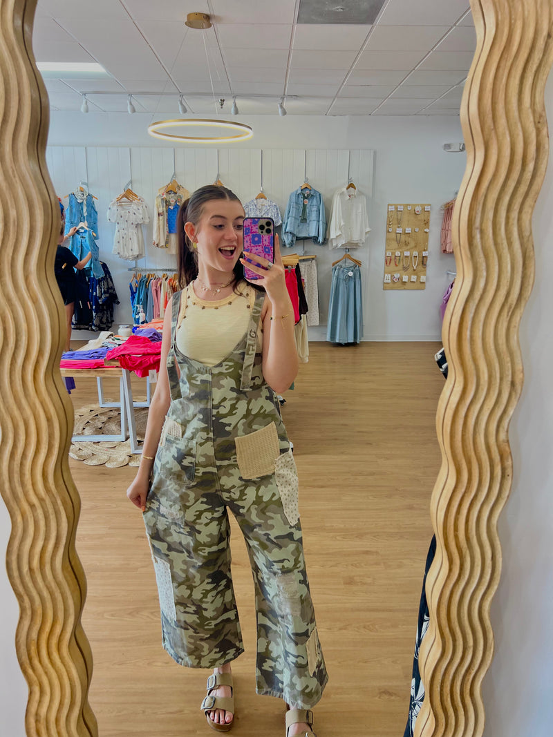Camo Core Patch Detail Overalls