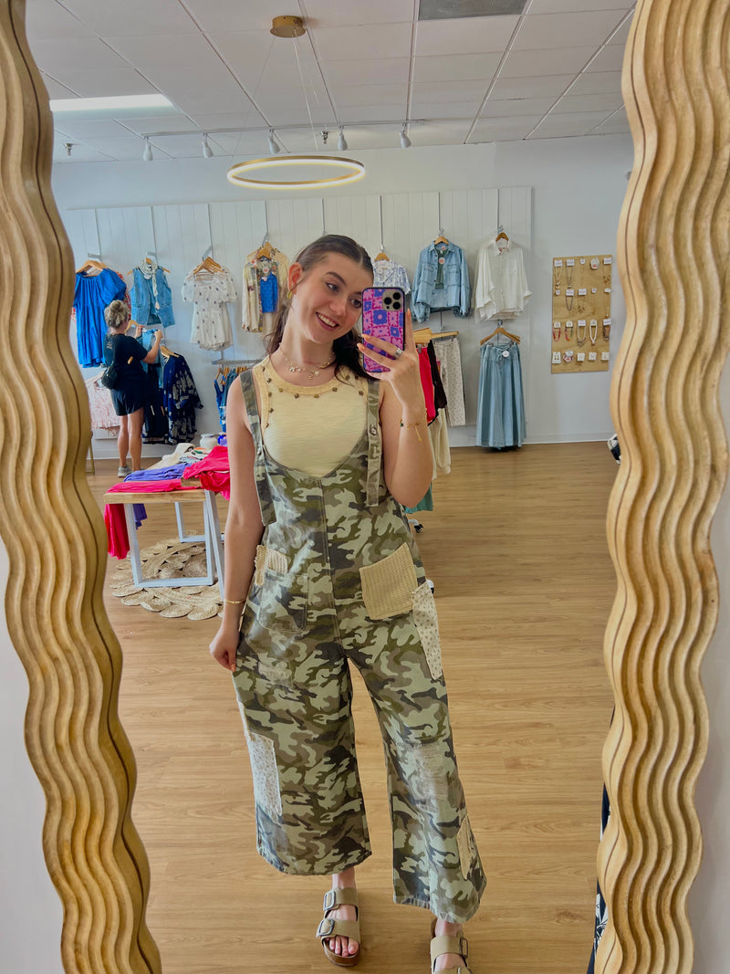 Camo Core Patch Detail Overalls