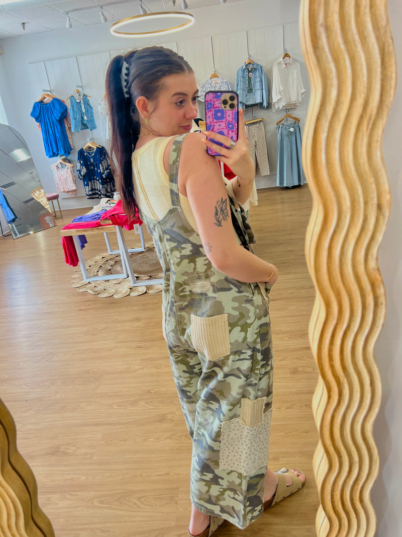 Camo Core Patch Detail Overalls