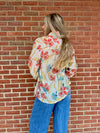POL Primary Floral Woven Button Down Blouse