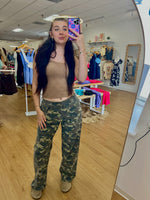 Callie Coded Low Slung Straight Camo Jeans