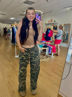 Callie Coded Low Slung Straight Camo Jeans