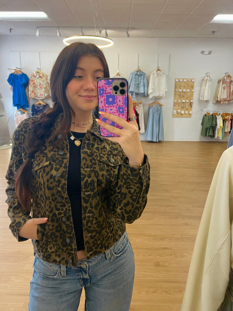 Judy Blue Leopard Print Jean Jacket