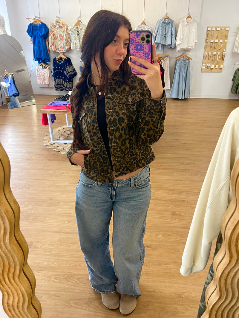 Judy Blue Leopard Print Jean Jacket