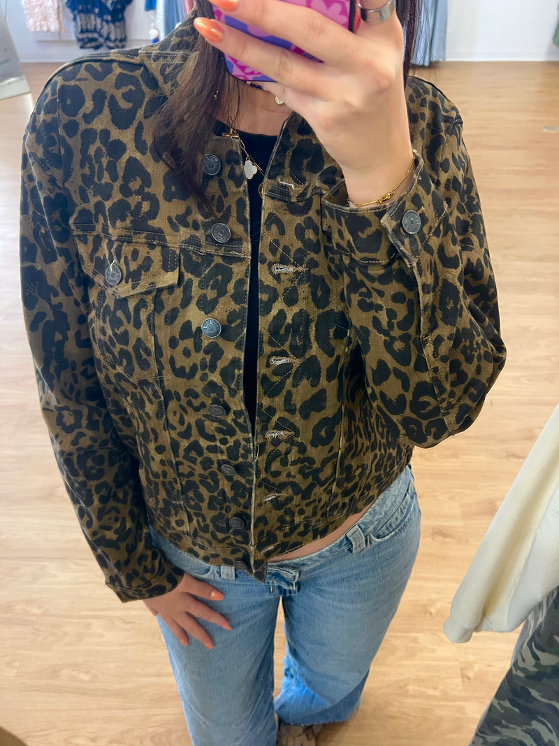 Judy Blue Leopard Print Jean Jacket