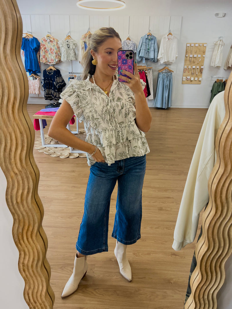 Judy Blue Wide Crop and Hem Vintage Jeans