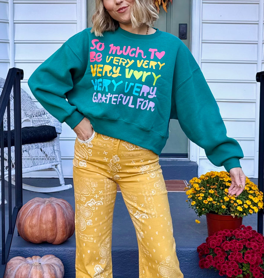 POPPY & PINE WOMEN So Very Very Grateful Crop Sweatshirt