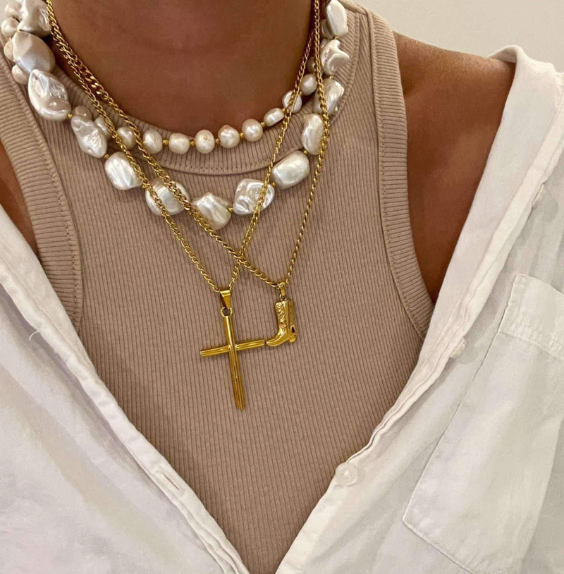 XL Gold Cross Necklace