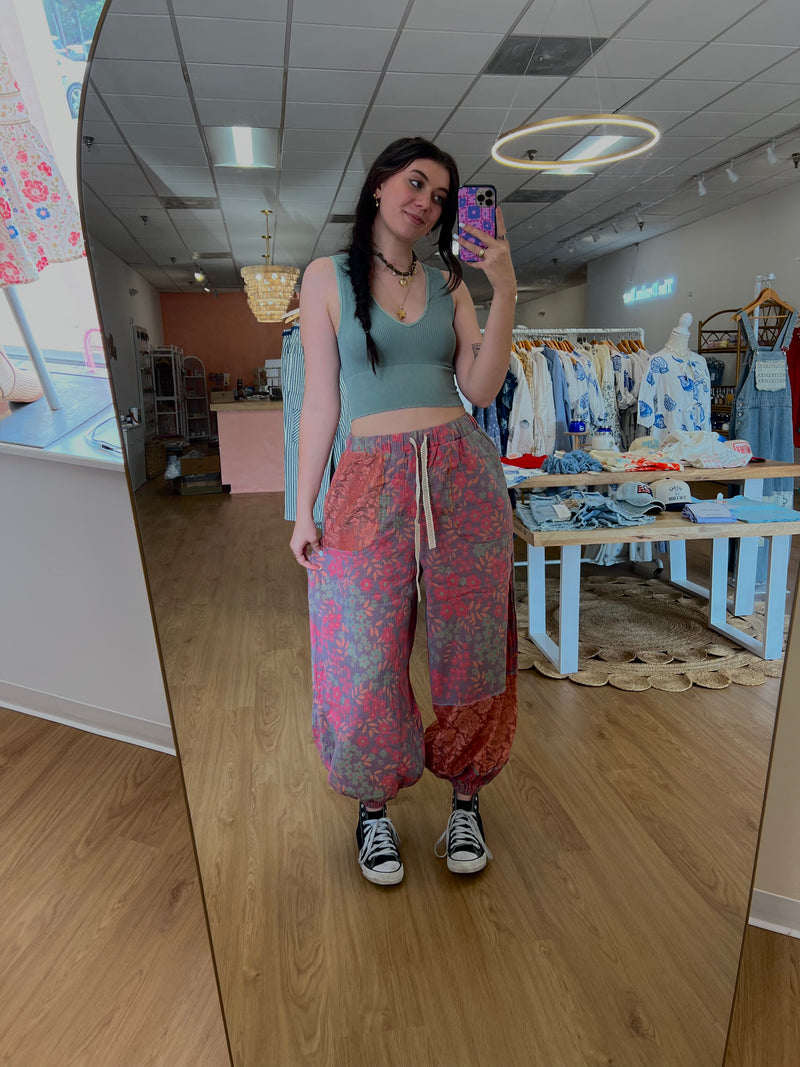 Sunset Floral Boho Joggers