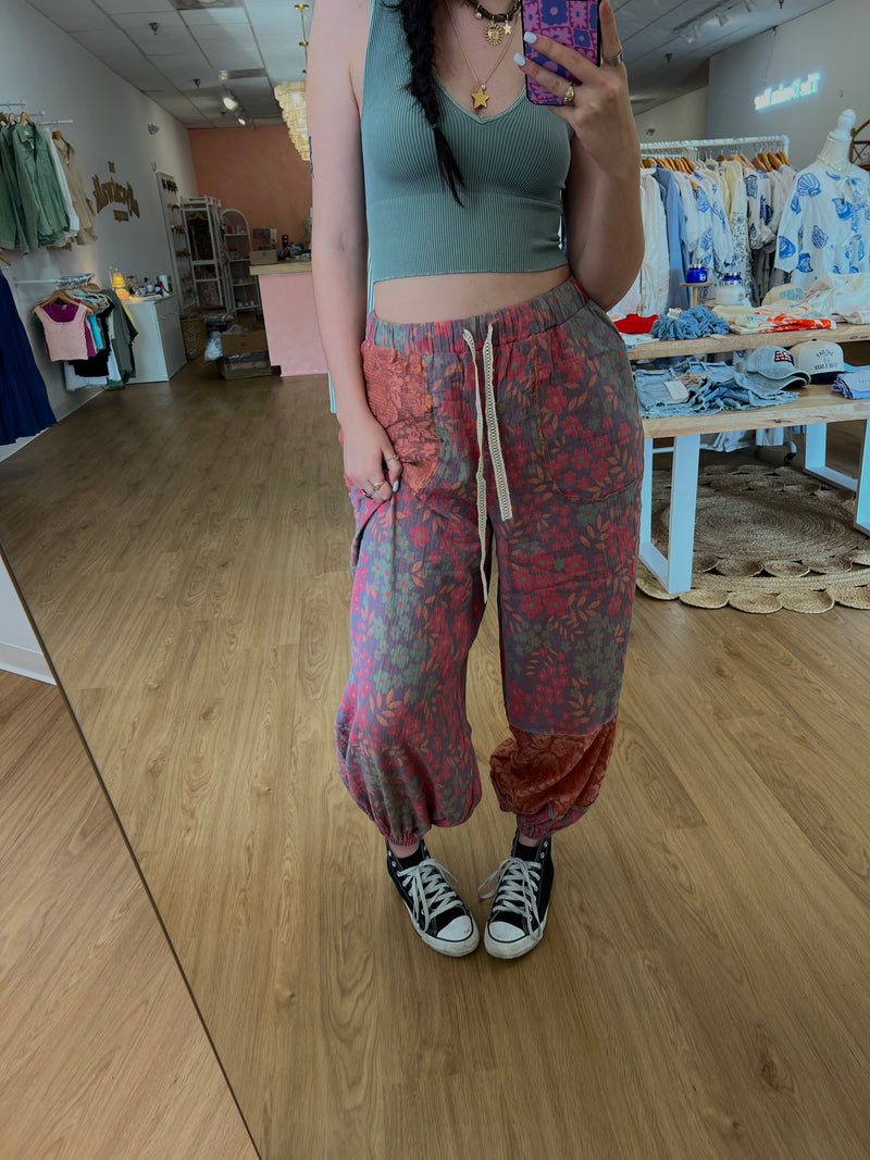 Sunset Floral Boho Joggers