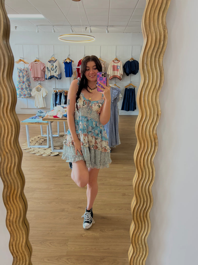 Vintage Floral Ruffle Tiered Dress