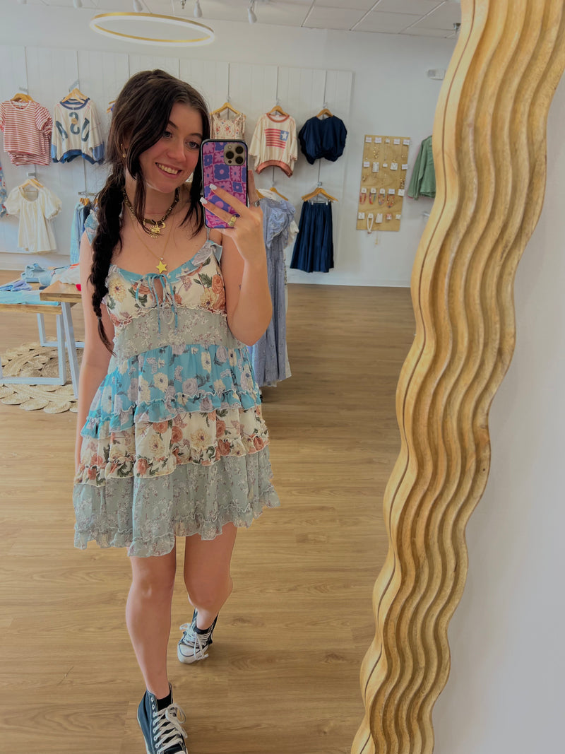Vintage Floral Ruffle Tiered Dress