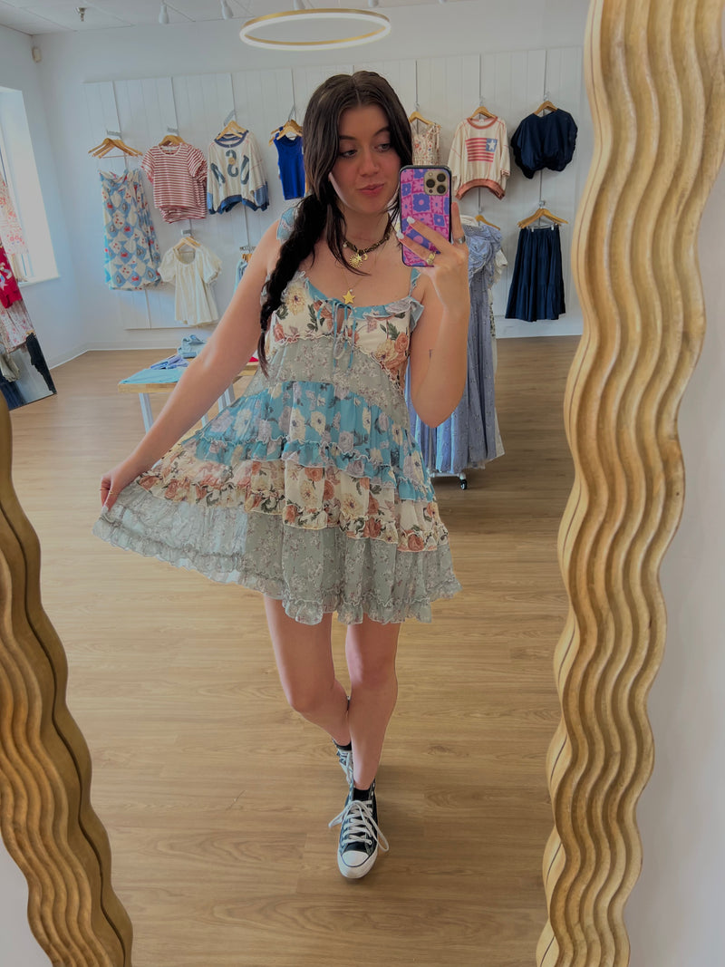 Vintage Floral Ruffle Tiered Dress