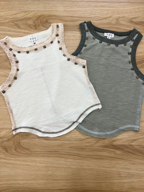 Studded High Neck Tank: Multiple Colors
