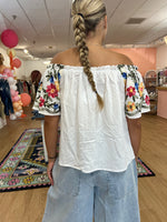 Off Shoulder Embroidered Blouse
