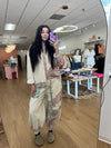 Boho Floral Balloon Sleeve Shacket: Oatmeal