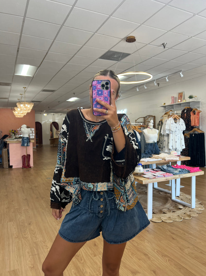 Moody Bandana Oversized Cropped Raglan