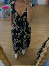 Neutral Tropics Smocked Bodice Midi Dress