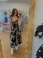 Neutral Tropics Smocked Bodice Midi Dress