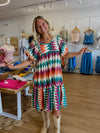 Diamond Striped Midi With Beaded Tie