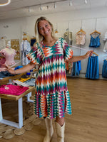 Diamond Striped Midi With Beaded Tie