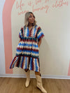 Diamond Striped Midi With Beaded Tie