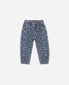 Childrens' clothing, school attire, denim flower, barrel pant, for kids, barrel jean, mommy and me