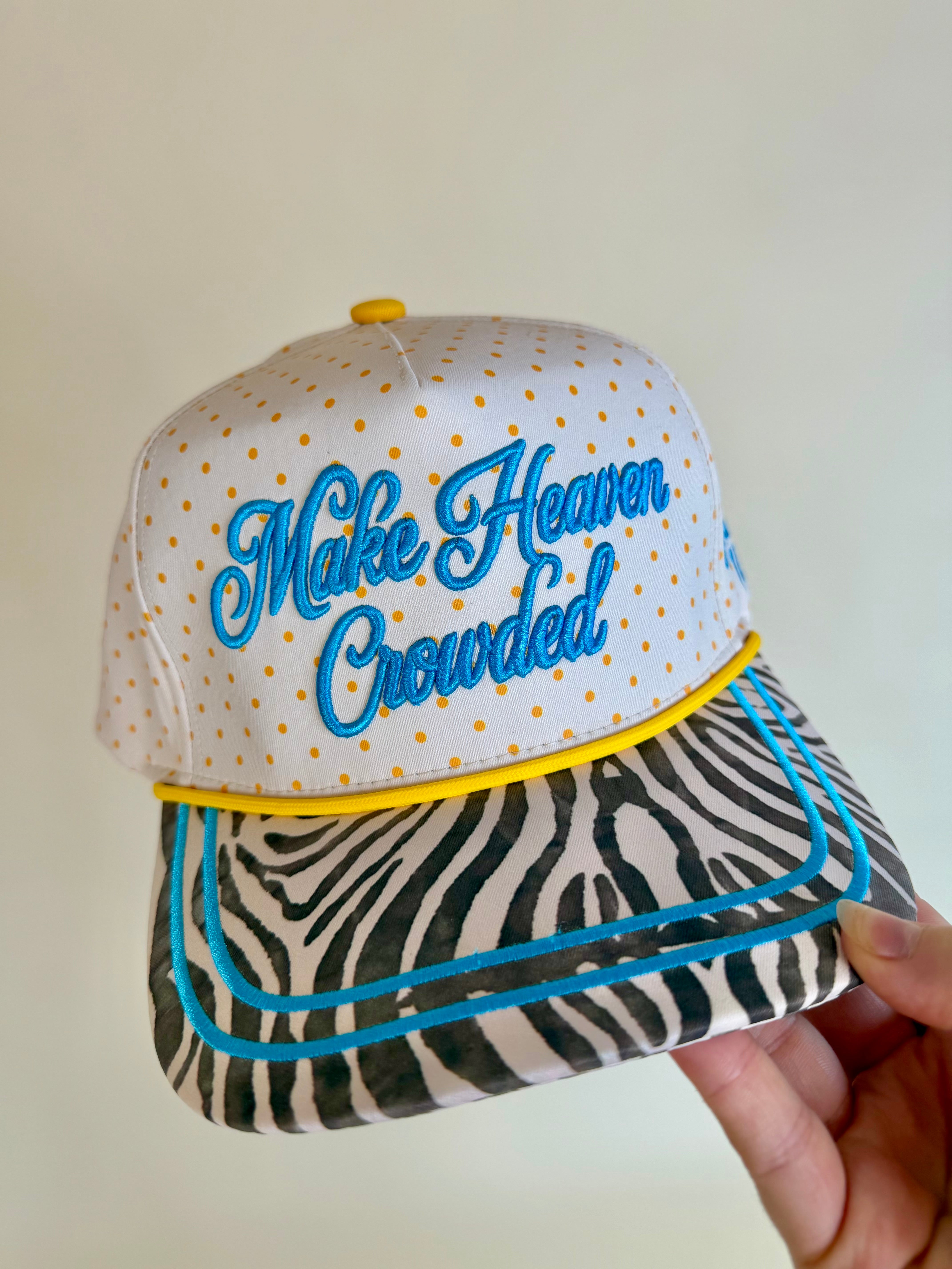 Make Heaven Crowded, Trucker Hat, Trendy Hat, Summer Hat, Boutique, Boutique fashion, Pattern Hat, Polka dot hat