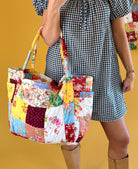 Flower Tote, Quilt Tote, Big Tote Bag, Summer Bag, Beach tote, Colorful Tote, Fun Summer Bag