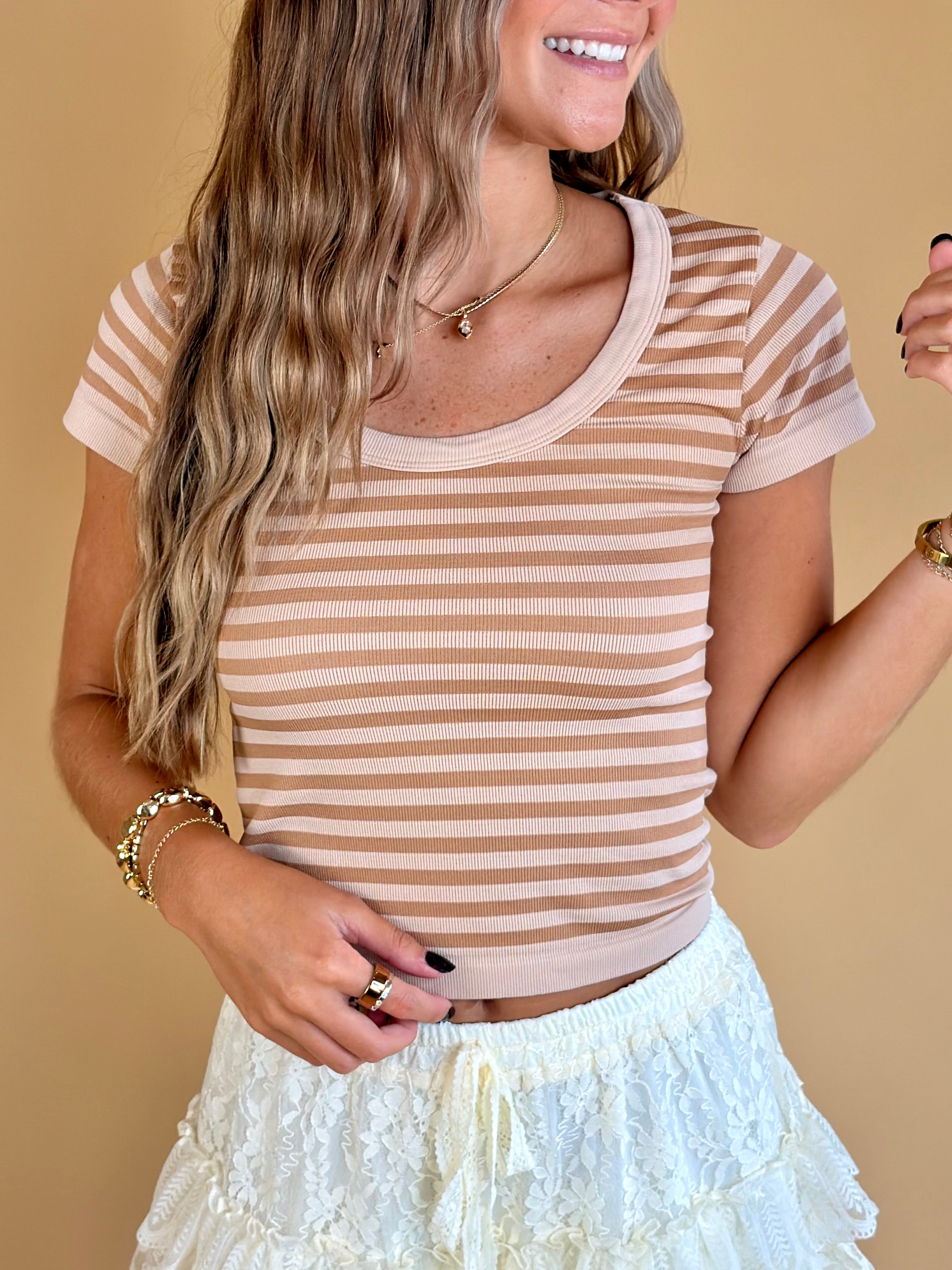Scoop neck Tee, Basics, everyday wear, striped tees, back to school, transitional wear