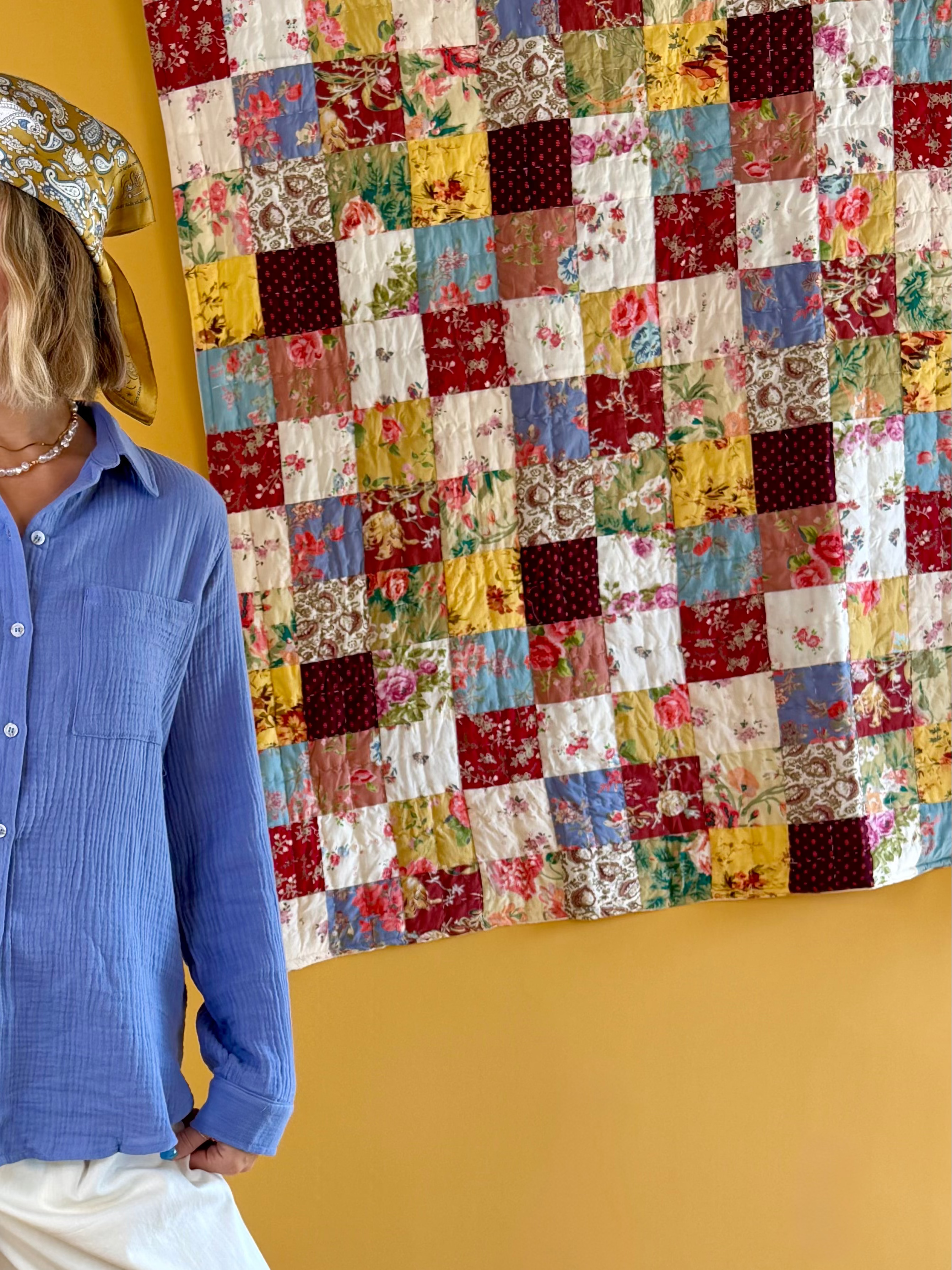 QUILT, COLORFUL QUILT, COTTAGE BEDDING TWIN BED QUILT, HANDMADE, pol, boho quilt