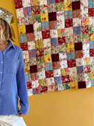 QUILT, COLORFUL QUILT, COTTAGE BEDDING TWIN BED QUILT, HANDMADE, pol, boho quilt