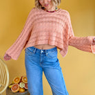 cable knit sweater, cropped sweater, long sleeves, round neckline, beachy, cute, boho, summer top, summer, vacation, vacay outfit