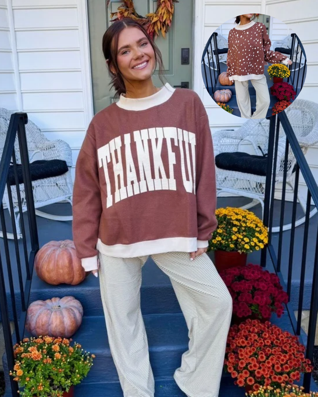 thankful reversible mockneck, fawn print, polka dot, thanksgiving outfits, friendsgiving