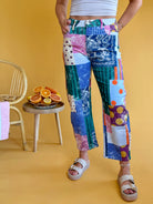Poppy & Pine, patchwork pants, funky pants, fun pants, cute, barrel pant, stretch pant, summer pant, summer, vacation, vacay, boho