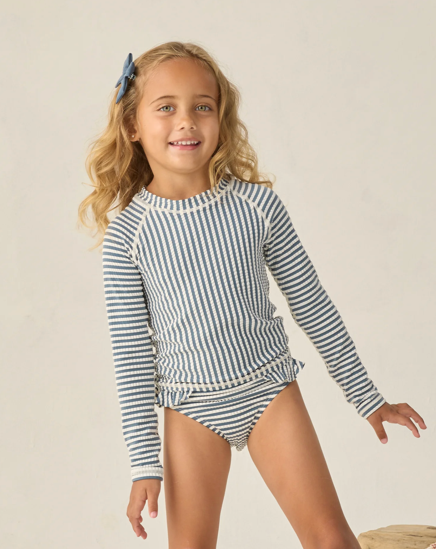 blue and white striped swimsuit, RYLEE + CRU, two piece, Bathing Suit, Long Sleeve,, match with siblings, mommy and daddy