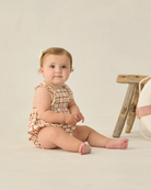 Baby, checkered romper, cherry plaid print, RYLEE + CRU, Cherry Check Pattern