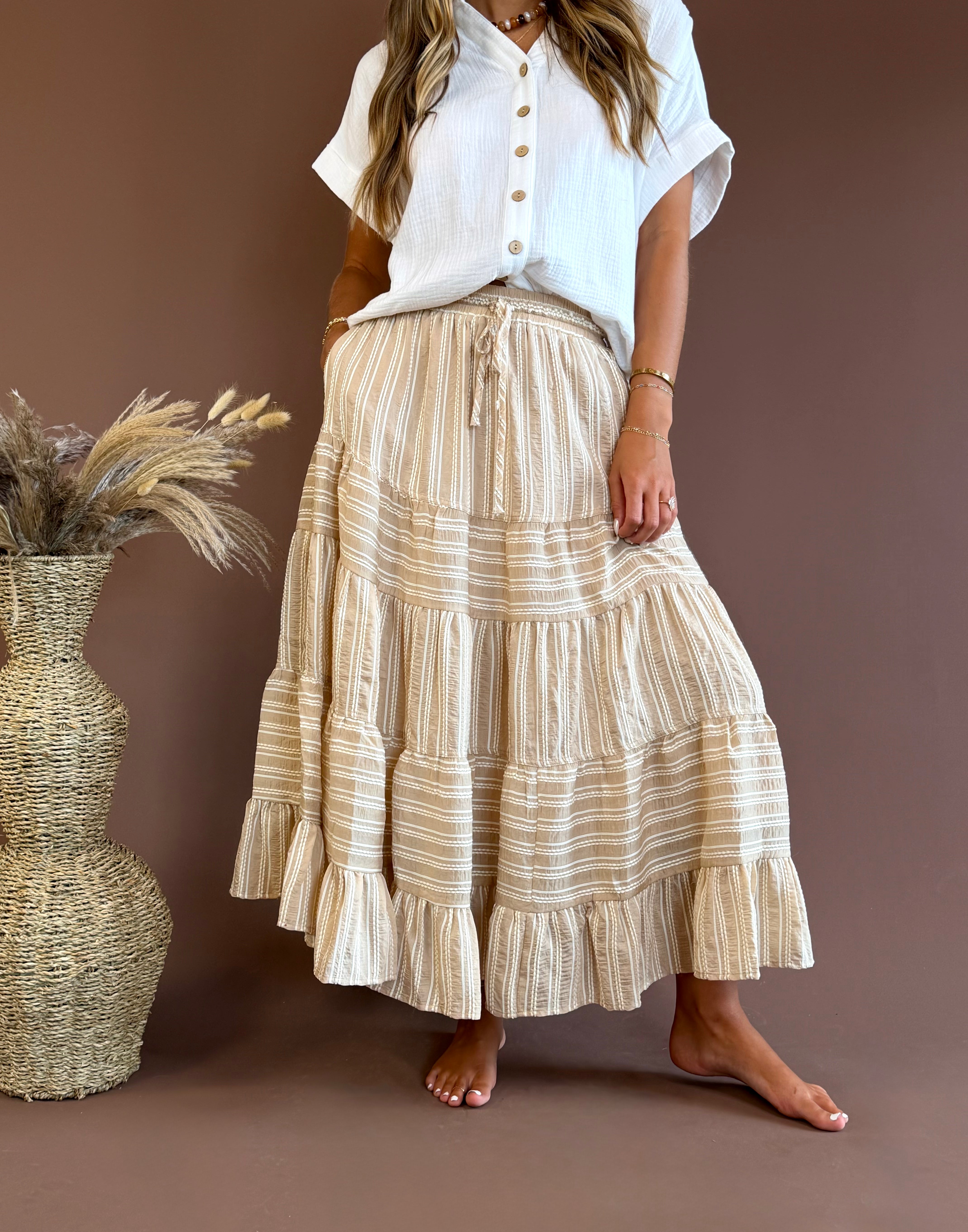 Maxi Skirts, neutral skirts, striped skirts, tan maxi skirts, long skirt