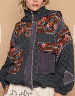 Ultra Retro Quilted Tapestry Jacket: Dark Blue