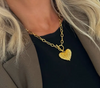 Chunky Chain Gold Scallop Heart Necklace