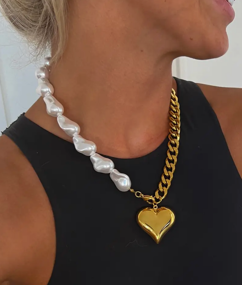 Charlotte Chunky Pearl and Gold Necklace